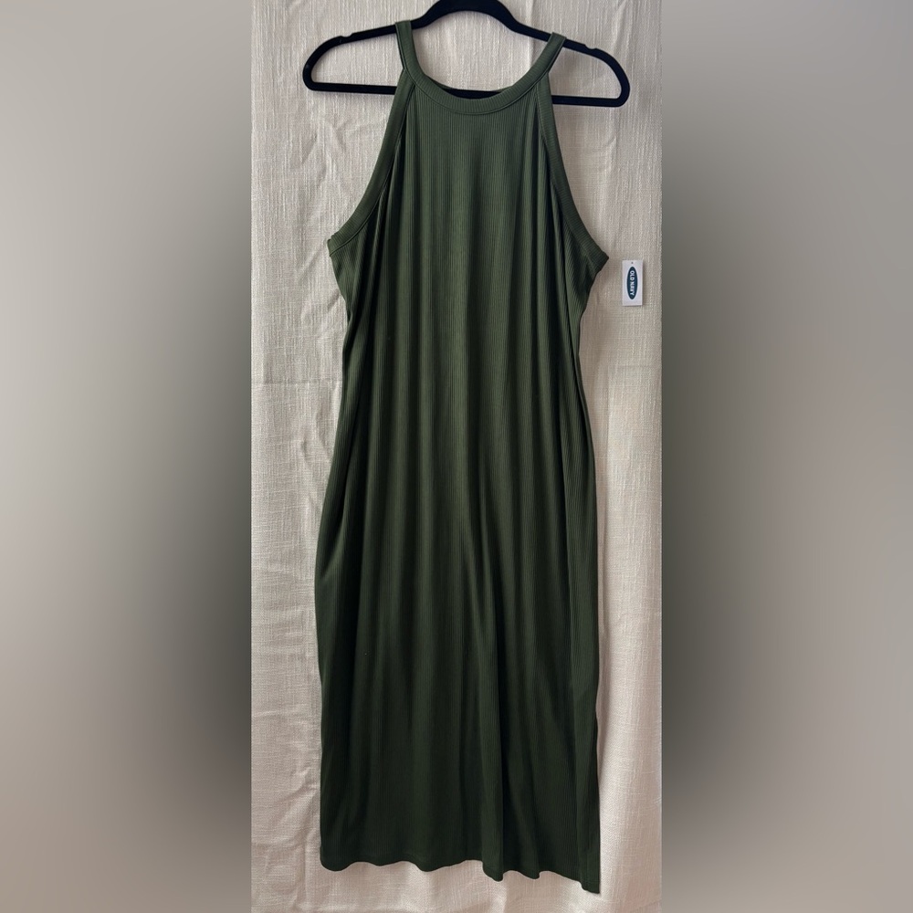 Old Navy Green Sheath Midi Dress with Cap Dolman Sleeves